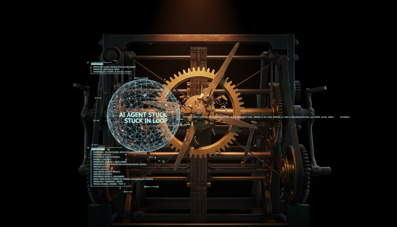Illustration of a robot agent tangled in wires representing a broken agent harness while the model chip at the center glows cleanly