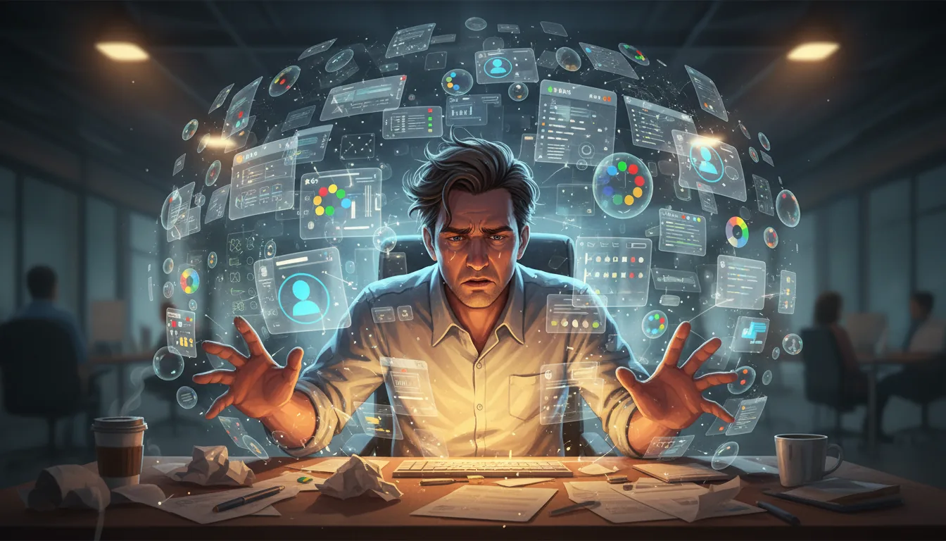 Person overwhelmed by agent notifications
