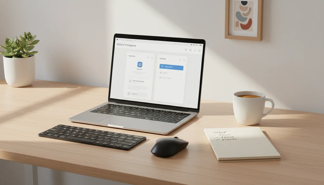 First AI setup desk 2026