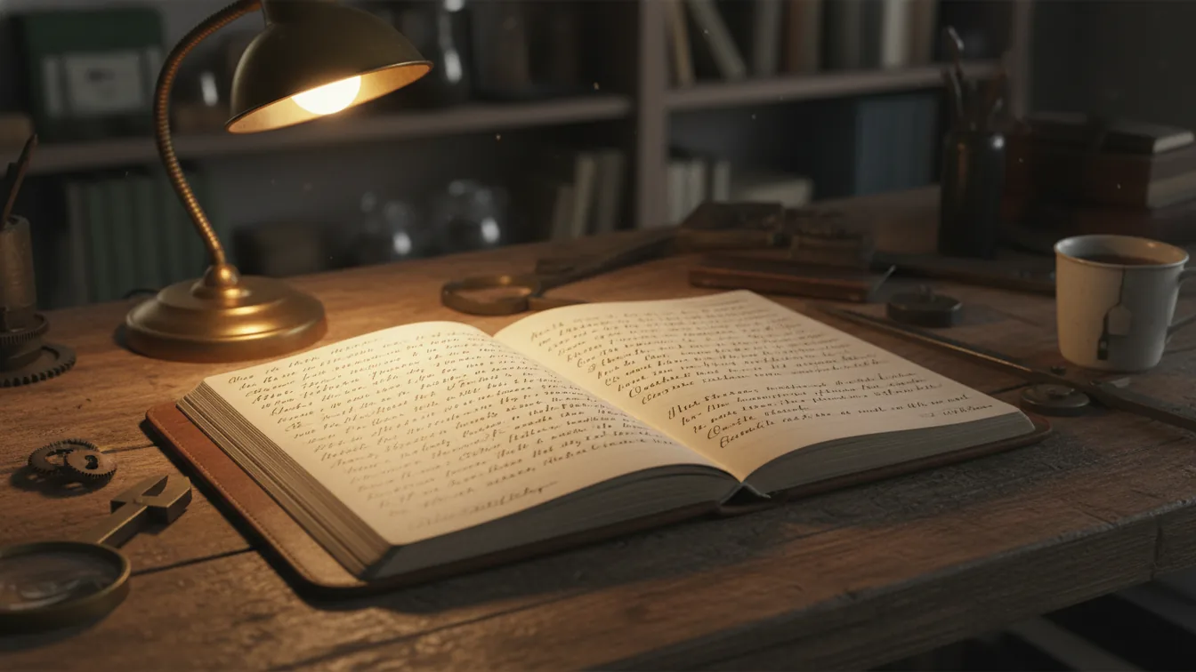 Open notebook with handwritten note