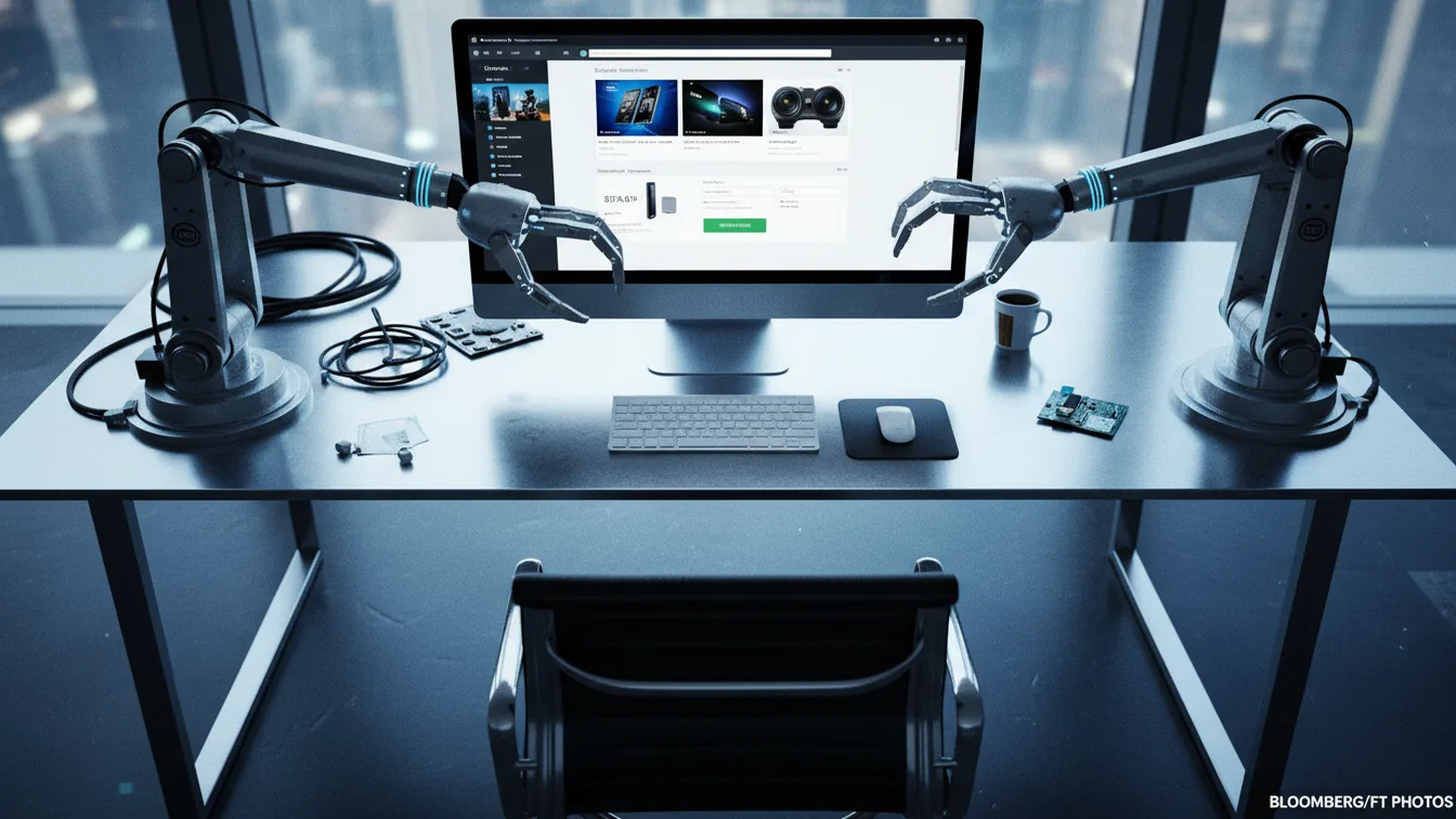 Digital storefront with empty chair