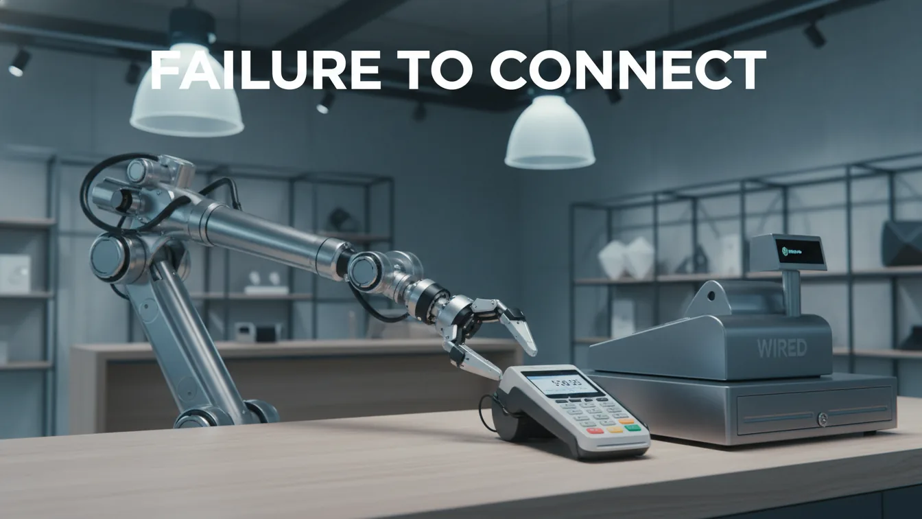 Robotic arm just short of payment terminal