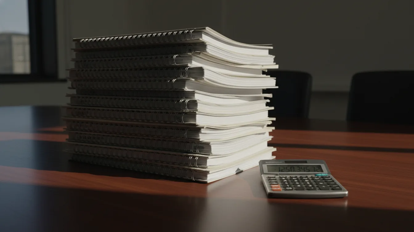 Pitch decks and calculator showing negative number