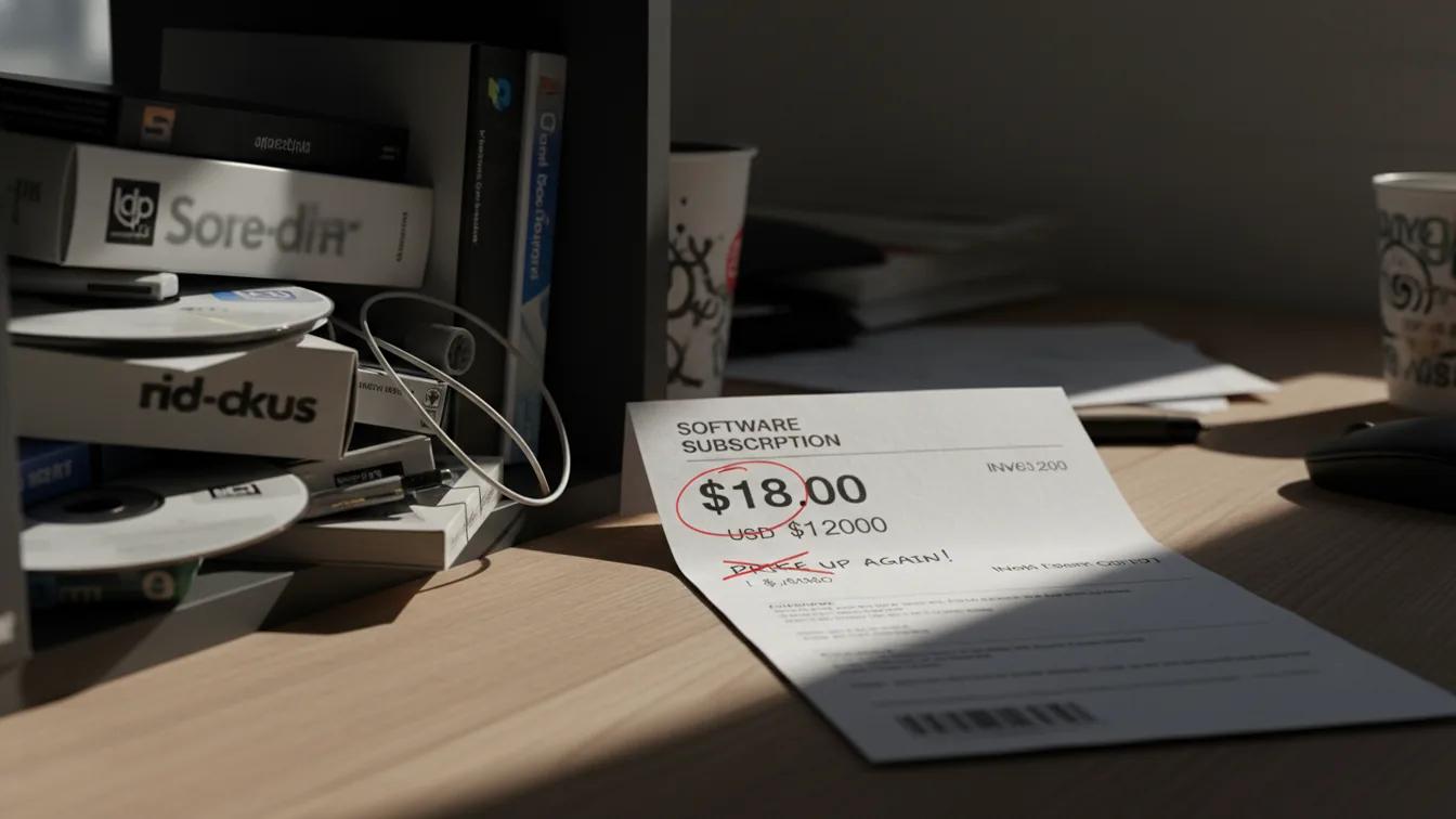Invoice on desk with price increase circled