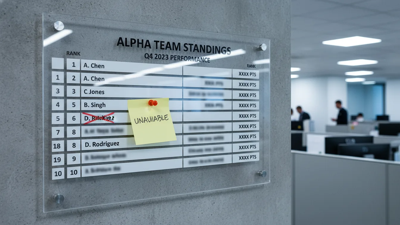 Performance leaderboard on office wall