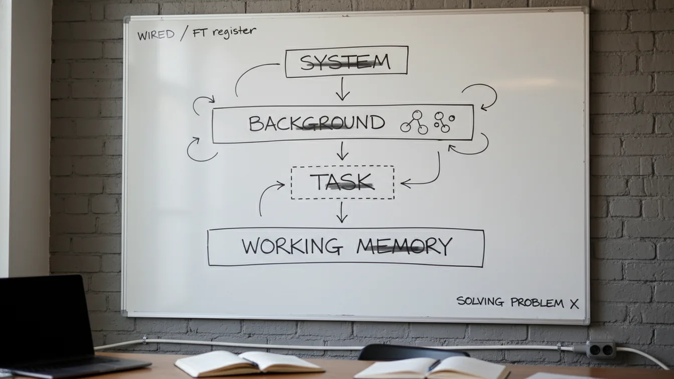Whiteboard showing four-layer context structure diagram