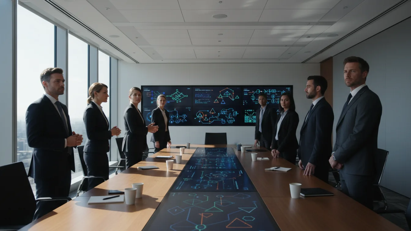 Executive team around table reviewing AI roadmap