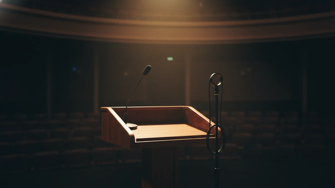 Debate podium with one mic removed