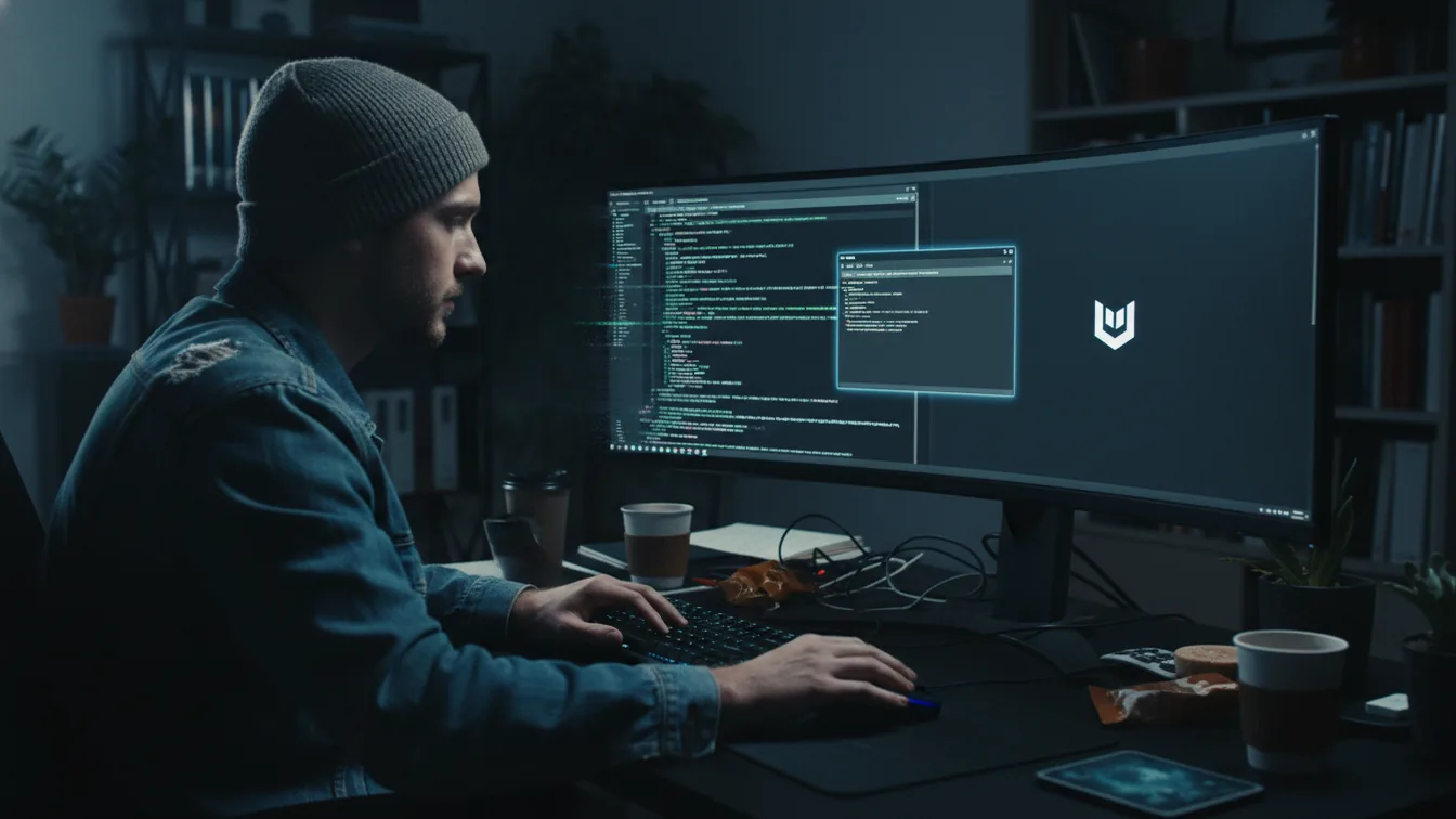 Developer at terminal switching between two windows