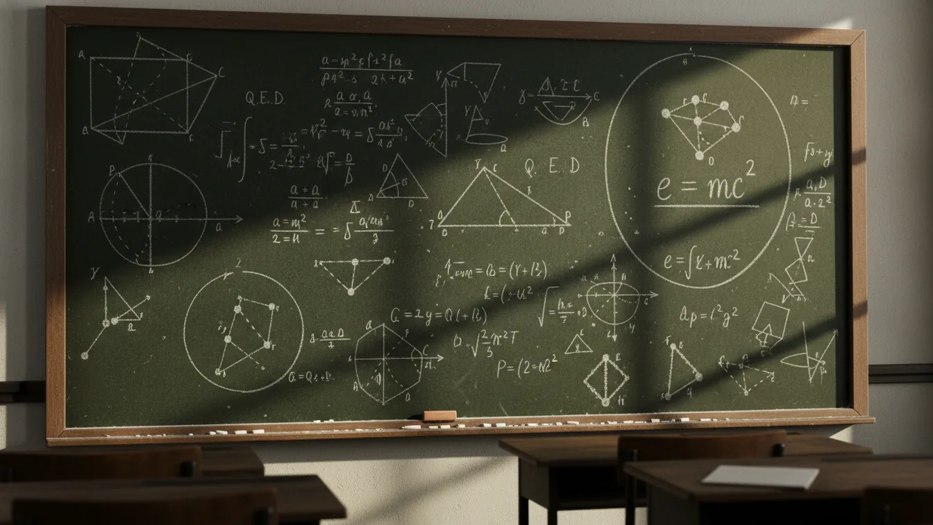 Mathematical chalkboard with circled proof insight