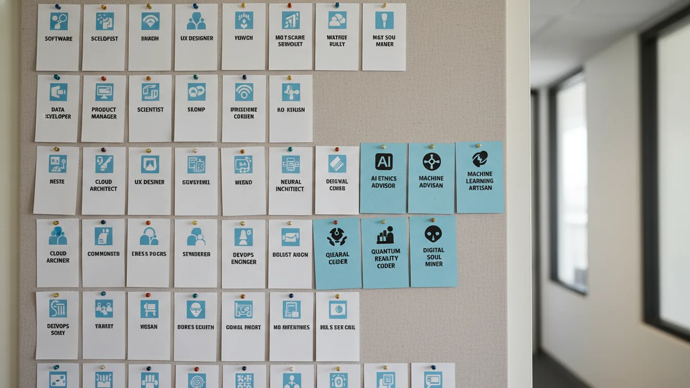 Job board with new position cards pinned over old ones