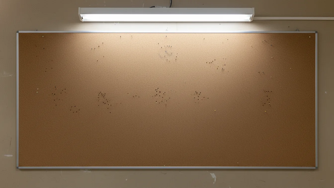 Empty job board with pushpin holes