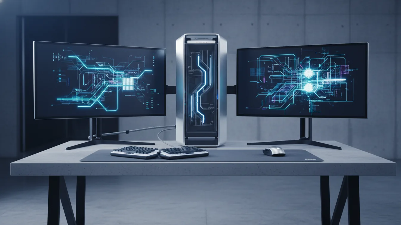 Sleek modern PC setup with clean industrial design